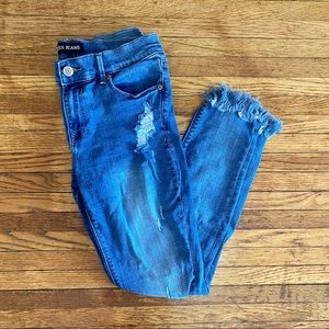 Express Distressed Cropped Legging Mid Rise Jeans